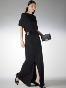 FABLE STREET Cowl Neck Cold-Shoulder A-Line Maxi Dress