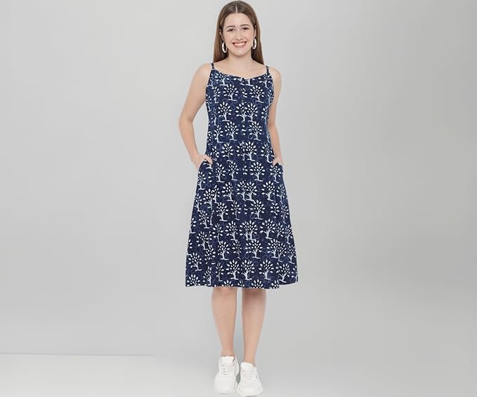 Women's Hand Block Printed Sustainable Pure Cotton Dress