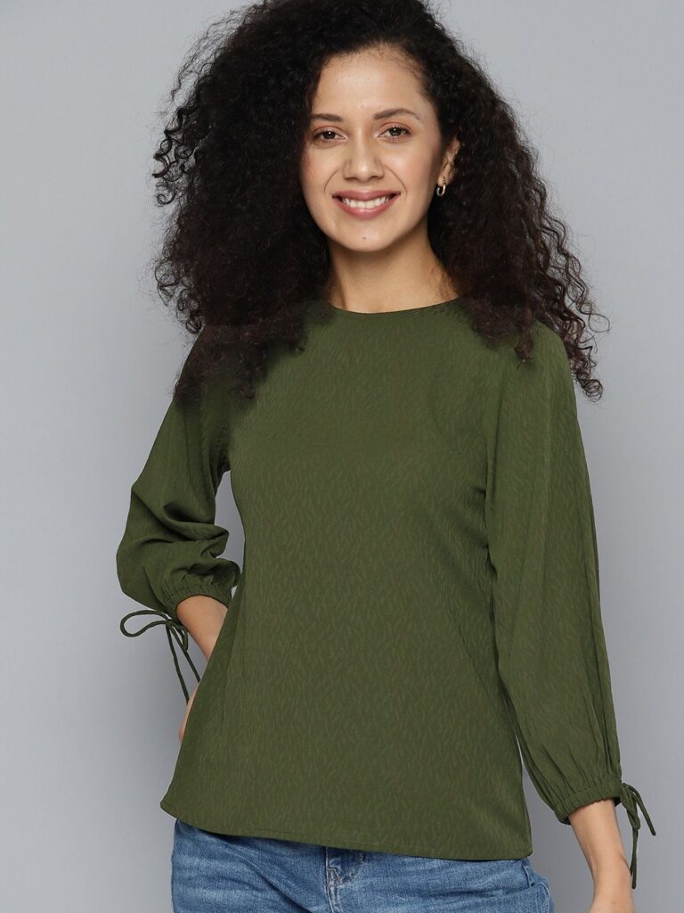 Solid Puff Sleeve Georgette Top