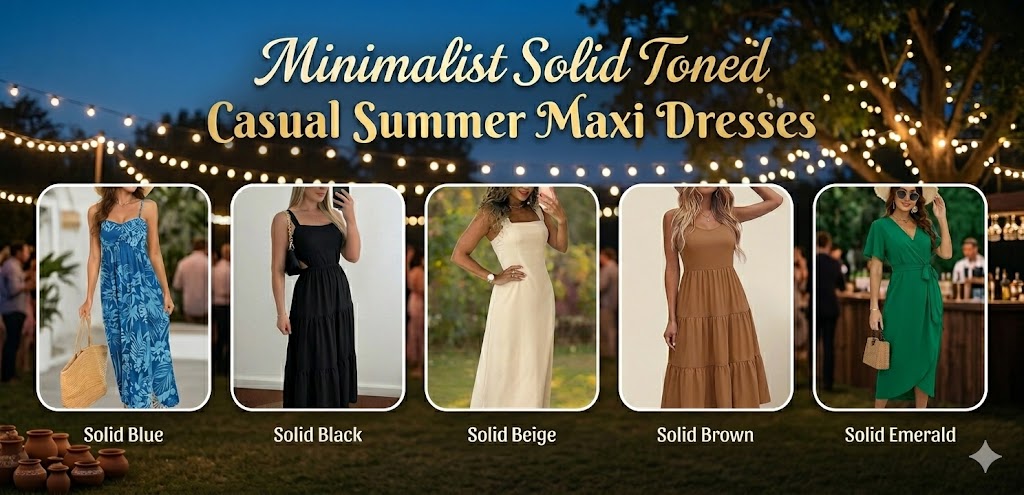 Minimalist Solid Toned Casual Summer Maxi Dresses