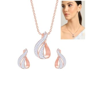 925 Sterling Silver Agda Pendant Earring Chain Jewellery Set