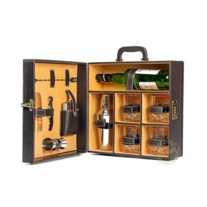 Faux Leather Portable Bar Set