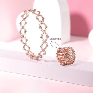 GIVA 925 Silver Zircon Studded Supple Ring Cum Bracelet