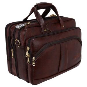 HYATT Leather Accessories 16 Inch 24 litres Capacity Leather Laptop Office Briefcase for Men