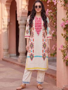 Indo Era Women Printed Regular Pure Cotton Kurta with Trousers