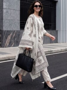 Indo Era Women Ethnic Motifs Printed Regular Pure Cotton Kurta with Trousers & With Dupatta
