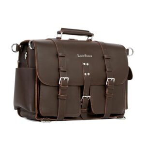 LOUIS STITCH Men's Brown Italian Leather Laptop Bag Multifunctional Executive Briefcase