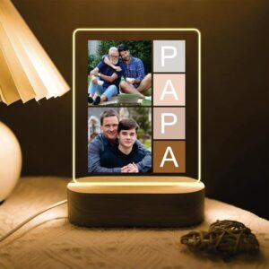 Papa Vertical Blocks LED Photo Frame