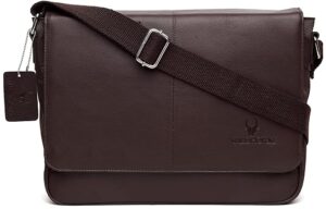 WildHorn Genuine Leather Messenger Bag for Men – Office Bag with Padded Laptop Compartment