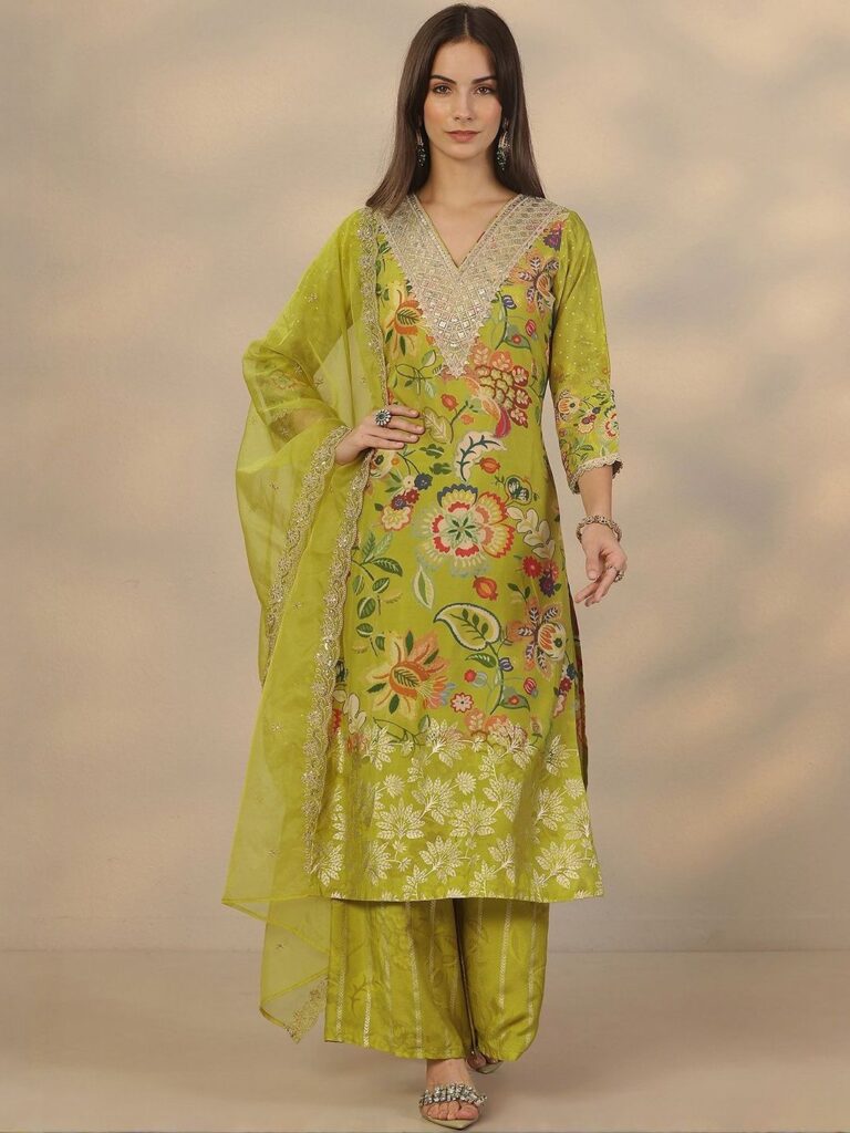 Libas Women Floral Printed Kurta with Palazzo & Dupatta