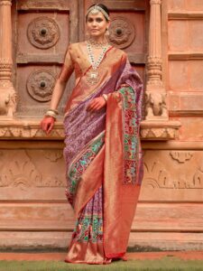 Anouk Woven Design Zari Traditional Festive Wear Patola Saree