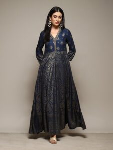 Biba Women Printed V Neck Ethnic Dresses