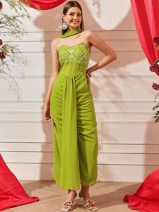 Embellished Shoulder Straps Straight Ethnic Dress