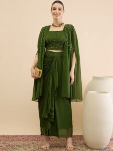 Embellished Top Skirt & Shrug Set