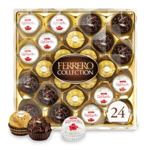 Ferrero Rocher Collection, Fine Hazelnut Milk Chocolates, 24 Count Gift Box