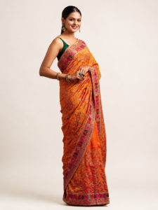 Koskii Orange & Pink Zari Art Silk Saree