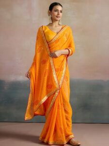 Mitera Bandhani Printed Pure Georgette Saree
