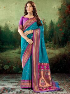Mitera Woven Design Zari Handloom Paithani Saree
