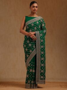 Soch Embellished Embroidered Pure Georgette Heavy Work Saree