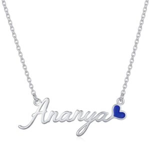 TRUESILVER ACPL Gifts Personalized Customized Sterling-Silver Name Enamel Heart Necklace for Women