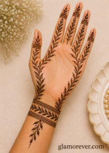Bamboo Leaf Border Mehndi Design