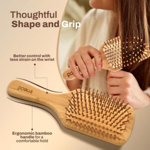 Bamboo Paddle Hair brush | 100% Natural Wooden Comb Brush | Anti-Static, Detangling & Scalp Massaging Brush | Promotes Healthy Hair & Reduces Hair Loss | Eco-Friendly & Durable