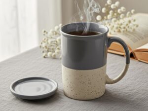 Bodhi House Ceramic Hand Glazed Tea and Coffee Mug with Coaster - 300ml | Set of 1 | Microwave & Dishwasher Safe
