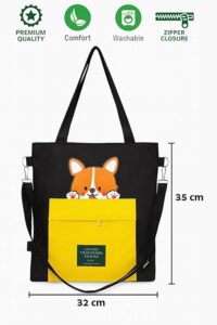 Canvas Tote Bag for Women Ladies Girls for School, College, Office, Travel, Shopping, Daily Use, 3 in 1 Canvas Adjustable Strap Tote Bag
