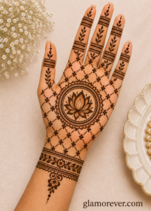 Center Lotus with Jaal Mehndi Design