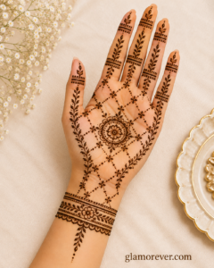 Checkerboard Palm Fill mehndi Design