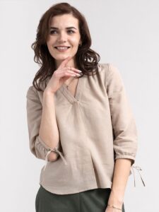 FABLE STREET Linen Tie Up Sleeve Formal Top