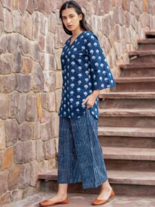 HERE&NOW Women Printed Cotton Regular Kurta Set