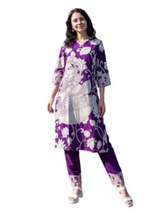 INDO ERA Women Pure Cotton Printed Straight Kurta Set with Palazzo Pants - Ethnic Wear