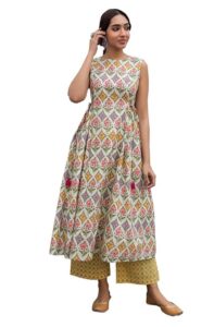 Janasya Women Multi Ethnic Motifs Printed Pure Cotton Kurta & Pant Set Latest Style
