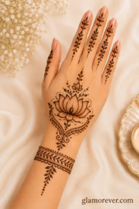 Lotus Back-Hand Motif Mehndi Design