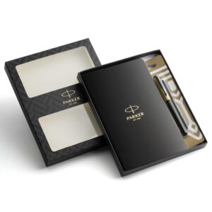 Parker Élan Executive Gift Set | Beta Premium Pen with Gold Finish Cap & A5 Premium Notebook