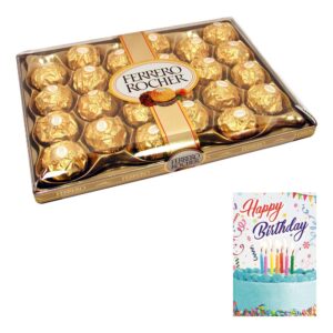 Premium Ferrero Rocher Chocolate 24 Pieces with Birthday Greeting Card Chocolate Hamper Gift