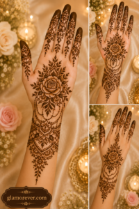 Rose Palm Centerpiece Mehandi Design
