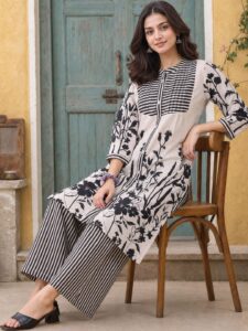 Sangria Cotton Printed Tunic with Palazzos