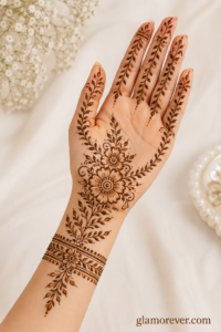 Trailing Vine Along Fingers Mehndi Design