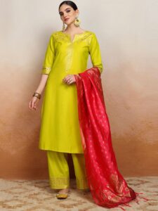 Vishudh Ethnic Motifs Printed Kurta With Palazzo & Dupatta