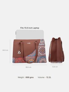 ZOUK Women's Office Essential Bag | Jute | Vegan Leather Handcrafted Tote Bag With Double Handle Shoulder Strap