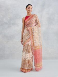 Fabindia Ethnic Motifs Block Print Saree