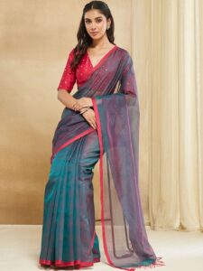Fabindia Striped Silk Cotton Maheshwari Saree