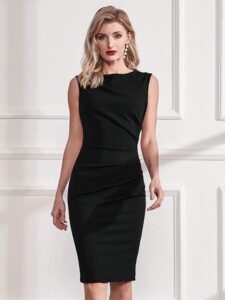 Miusol Women's Retro Ruffle Style Slim Work Pencil Dress
