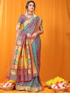 Royal Rajgharana Saree Woven Design Zari Paithani Sarees