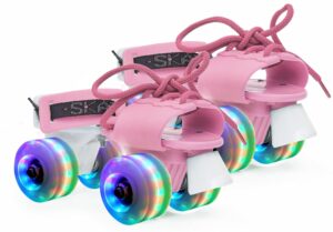 jaspo Marshall Illumi Premium Adjustable Quad Indoor/ Outdoor Roller Skates For Kids/Boys/Girls 6-14 Years, LED PU Wheels