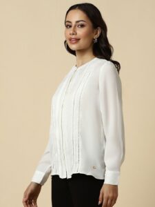 Allen Solly Woman Pin Tucks Detail Straight Casual Regular Fit Shirt
