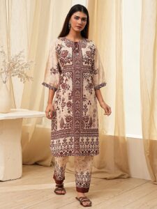Biba Women Ethnic Motifs Printed Regular Pure Cotton Kurta with Palazzos