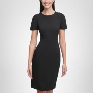 Calvin Klein Short Sleeved Seamed Sheath Dress